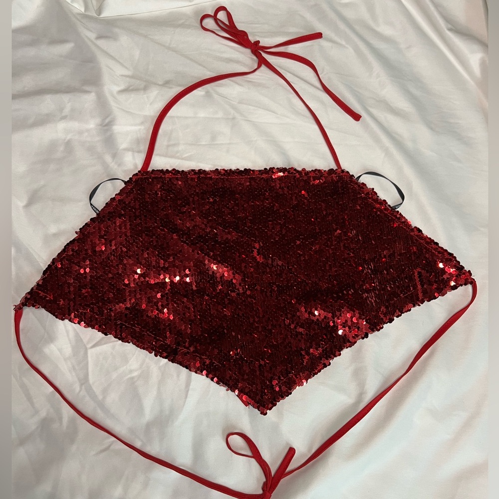 Red Sparkly Crop Top